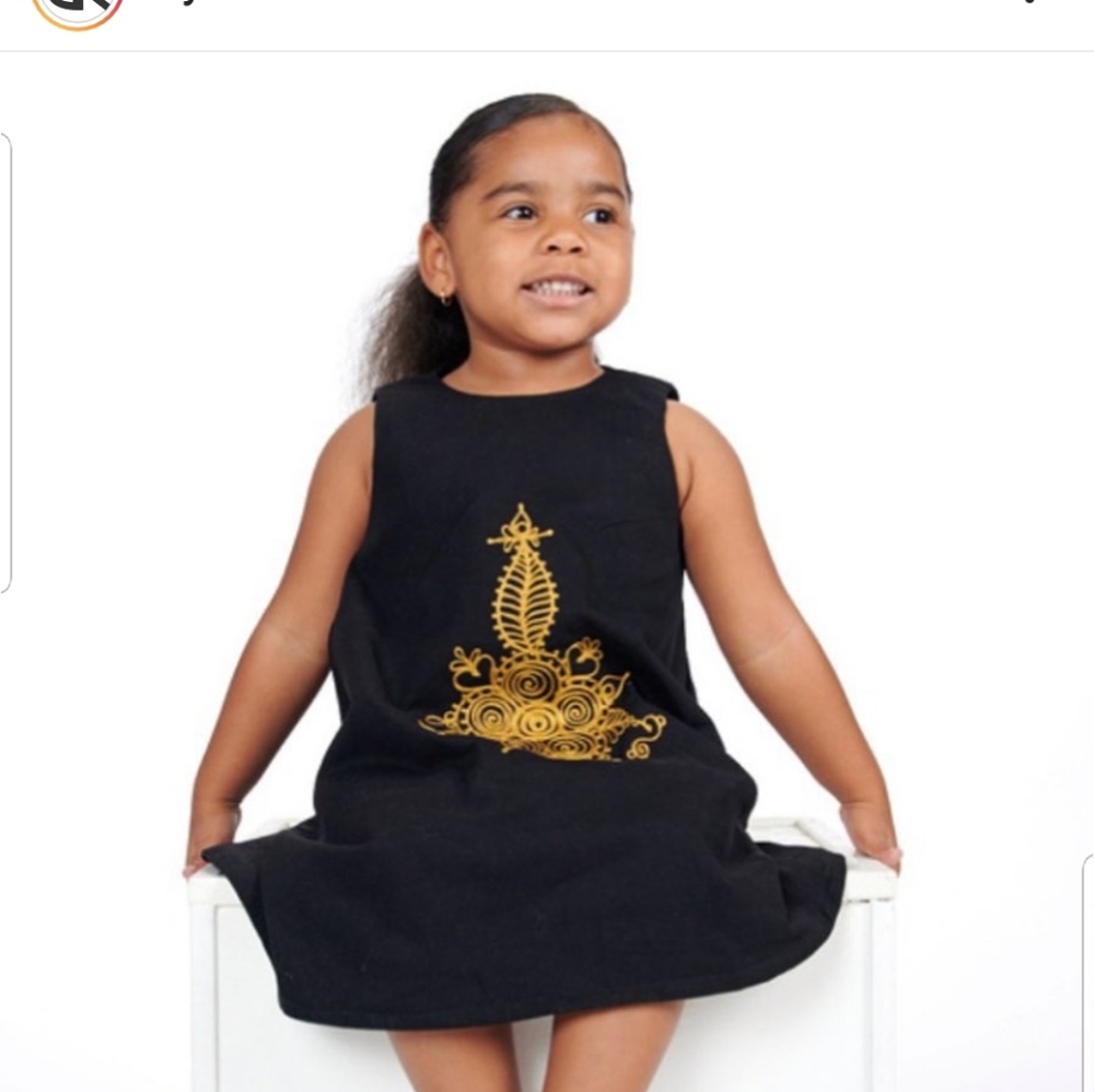 Black & gold Embroidery  kids dress